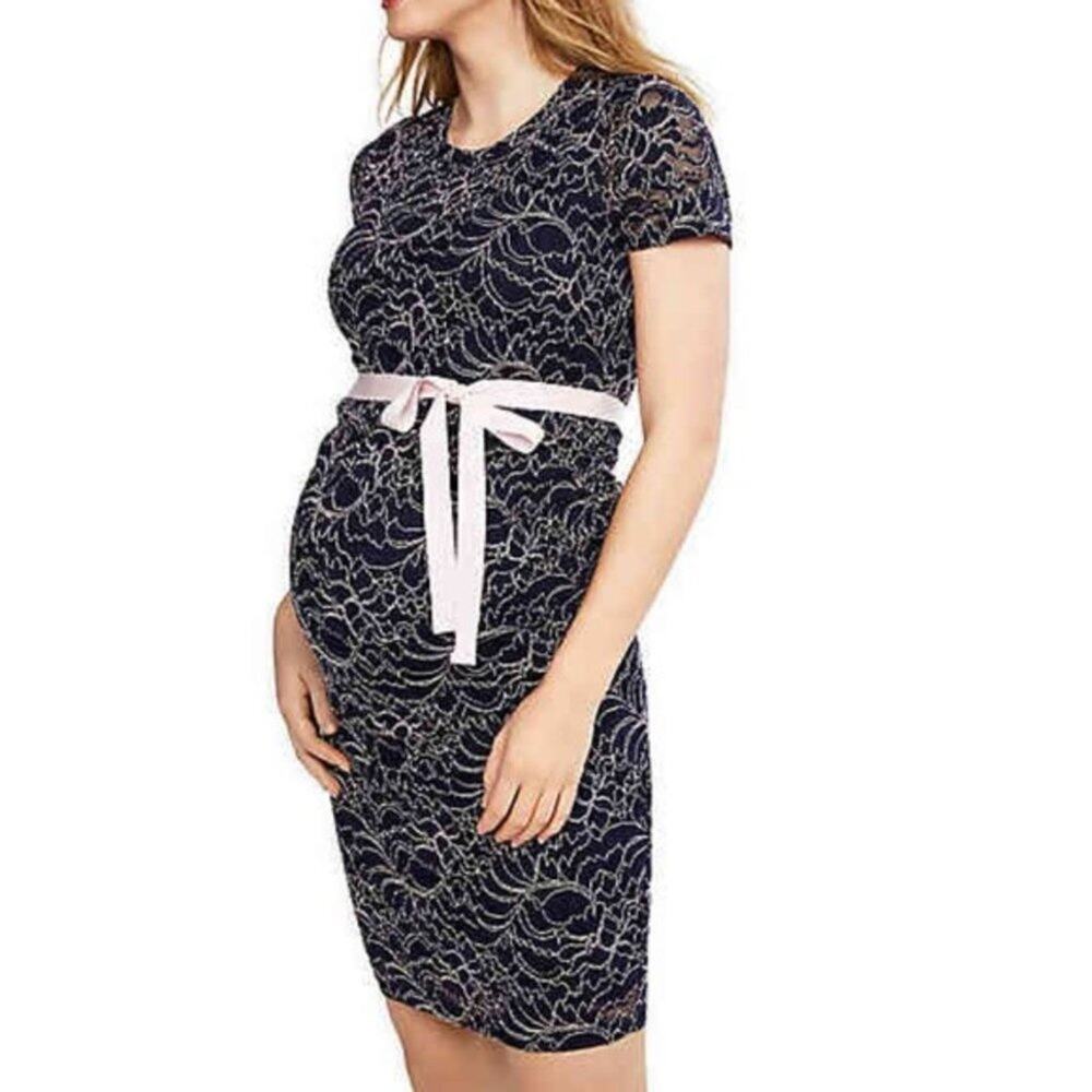 Motherhood Gender Reveal Embroidered Short Sleeve Dress Small